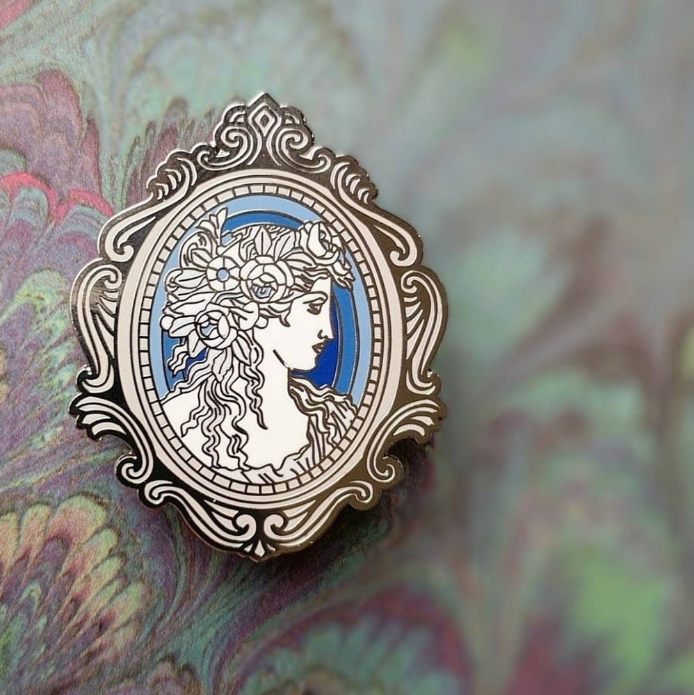 Hard Enamel Flora Cameo Lapel Pin Brooch - Picture 4 of 6